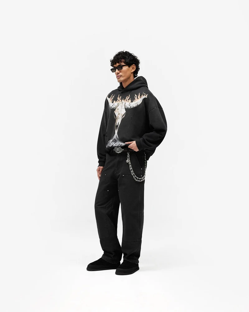 British Cowboys Hoodie - Stained Black