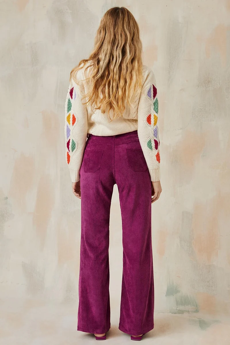 Pantalon Idéaliste en velours Camélia