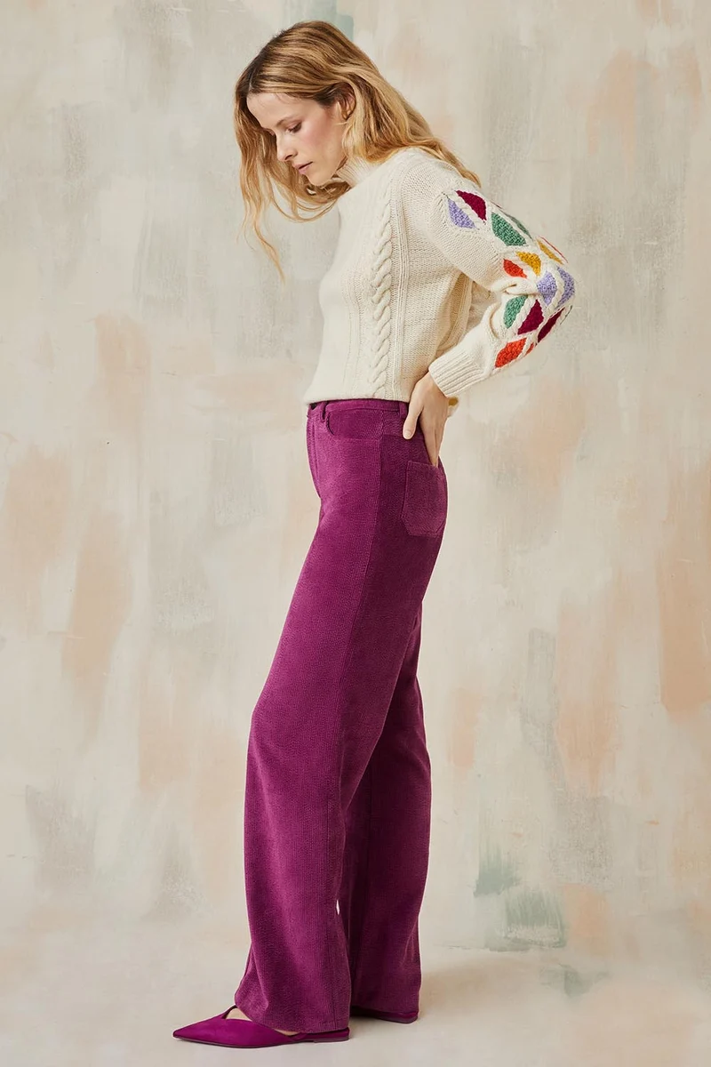 Pantalon Idéaliste en velours Camélia