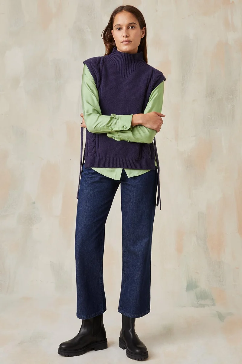 Pull sans manches Bleu profond