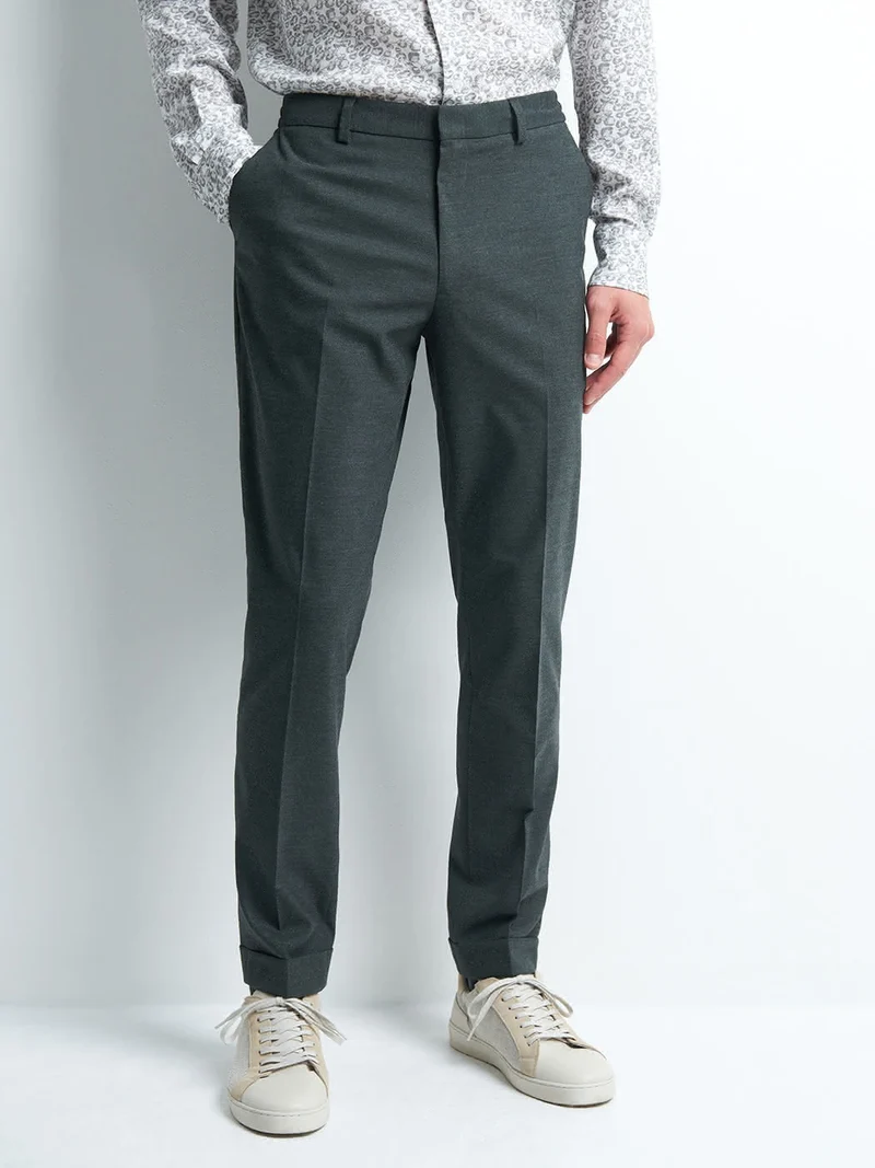Pantalon coordonnable slim faux uni