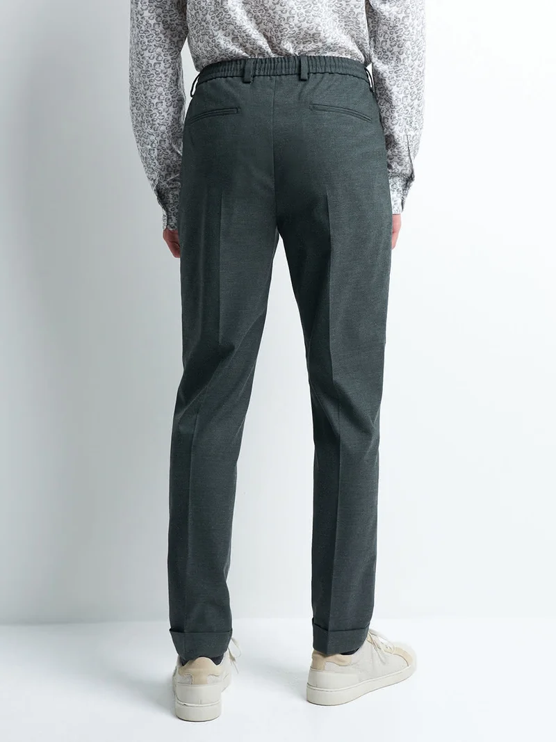 Pantalon coordonnable slim faux uni