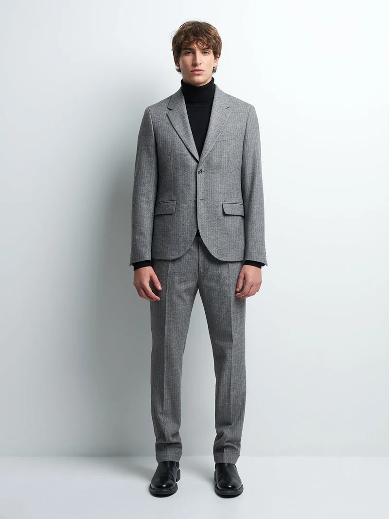 Pantalon coordonnable slim stretch rayé