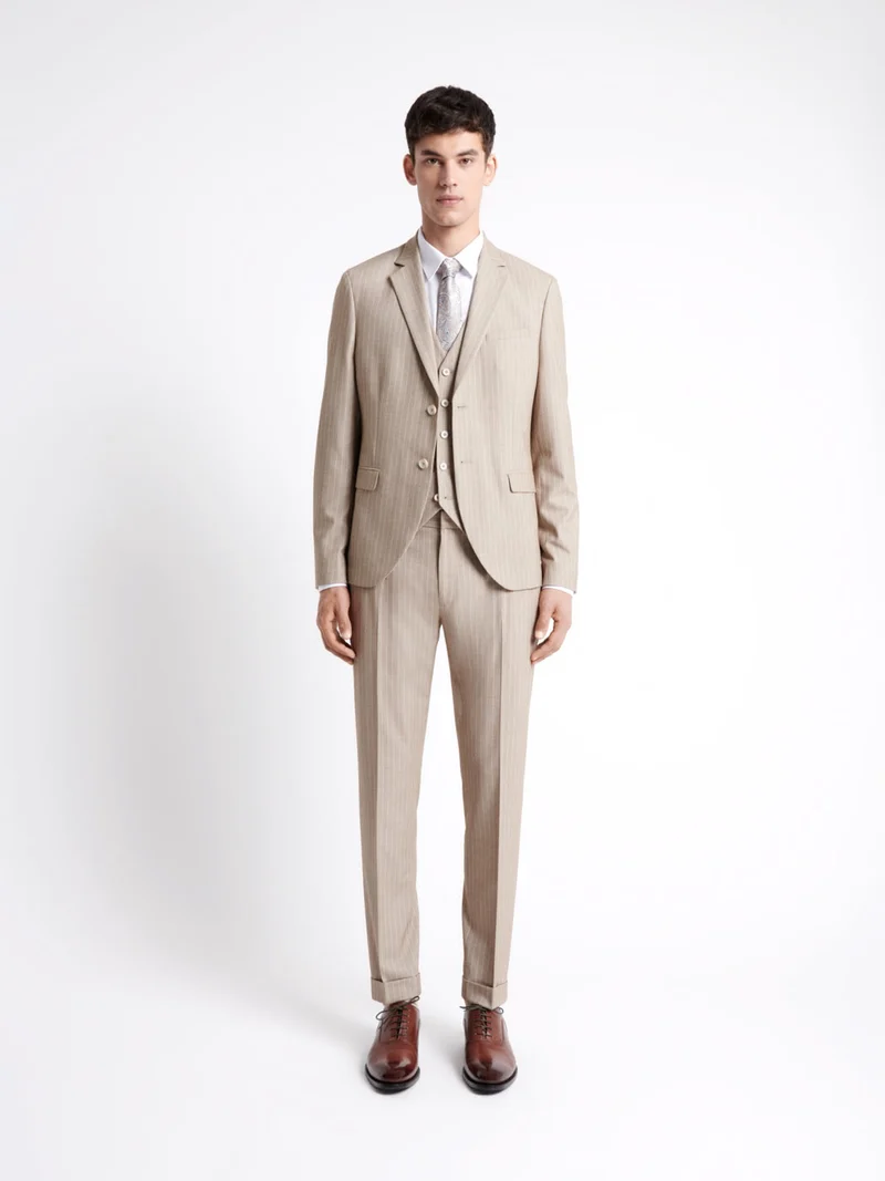 Pantalon de costume stretch rayé