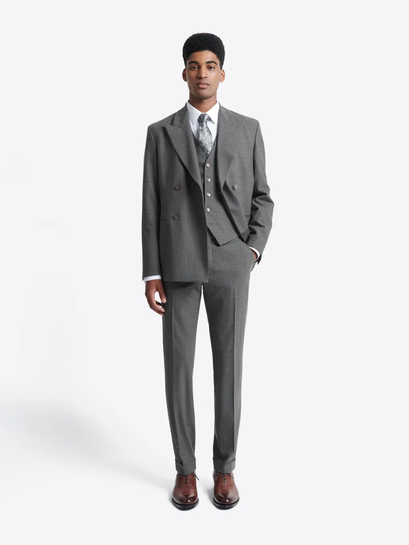 Pantalon de costume en laine peignée