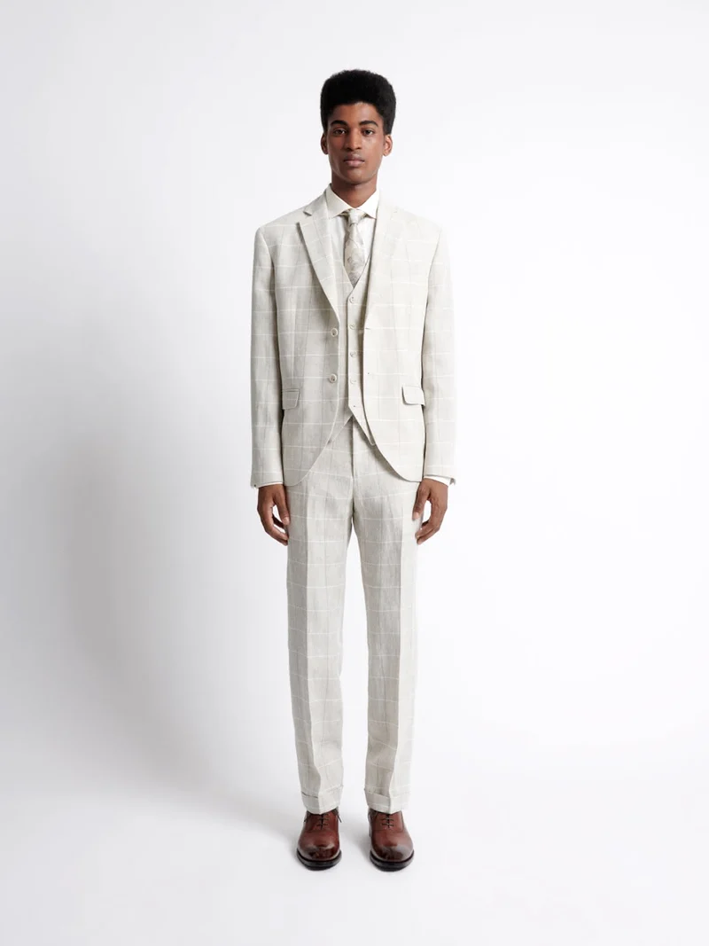 Pantalon de costume regular 100% lin