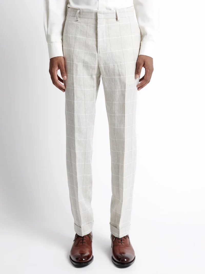 Pantalon de costume regular 100% lin