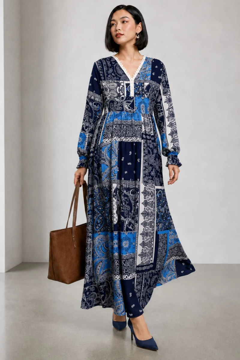 Corin|Viscose Printed Maxi Dress