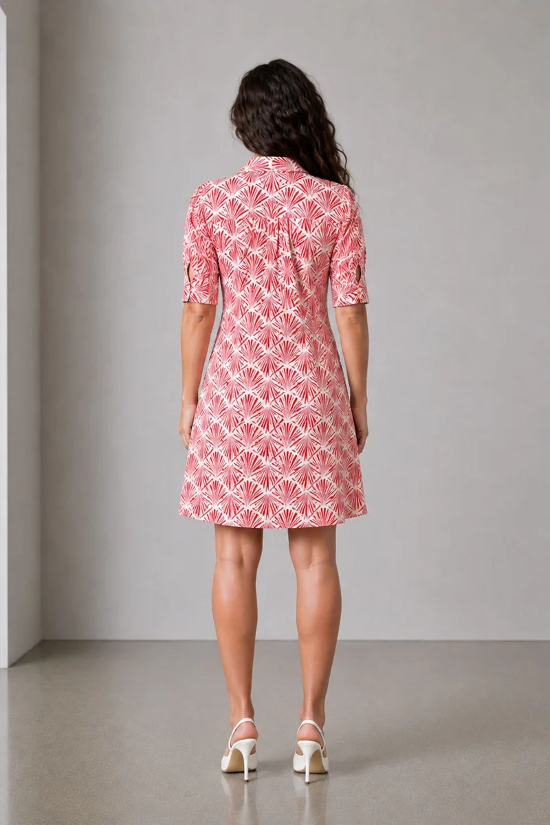 Mavri|Cotton Shirt Collar Mini Dress