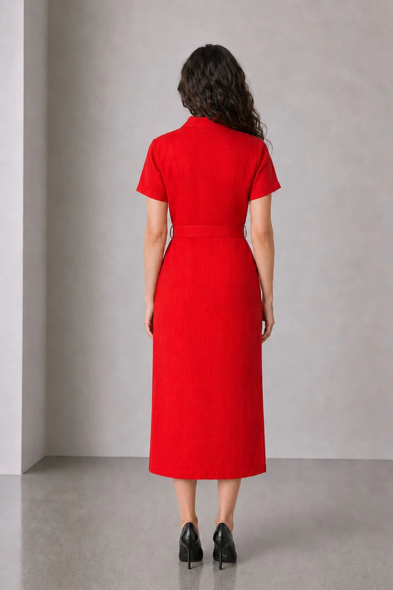 Hadra|Cotton Utility Belted Shirt Dress