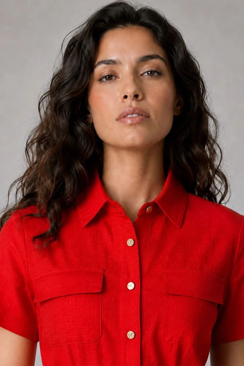 Hadra|Cotton Utility Belted Shirt Dress