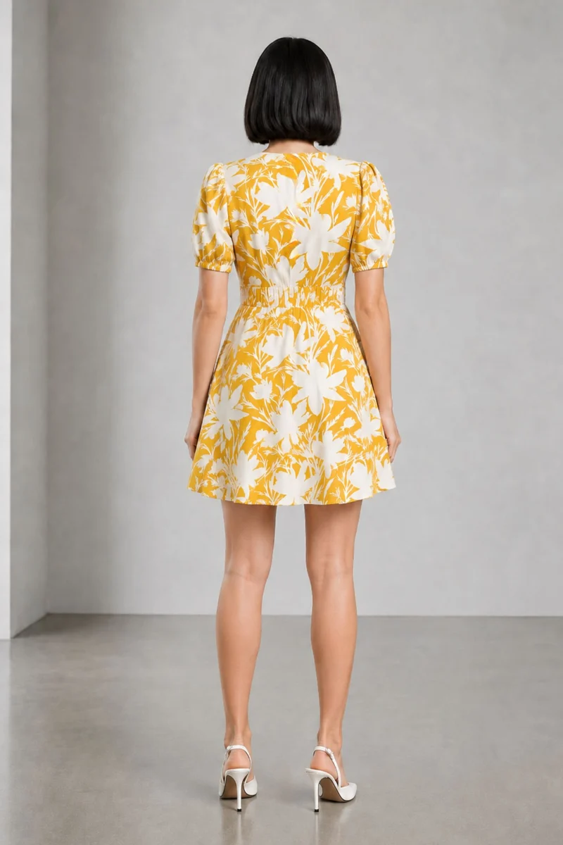 Mirelle|Cotton Printed Bow Detail Mini Dress