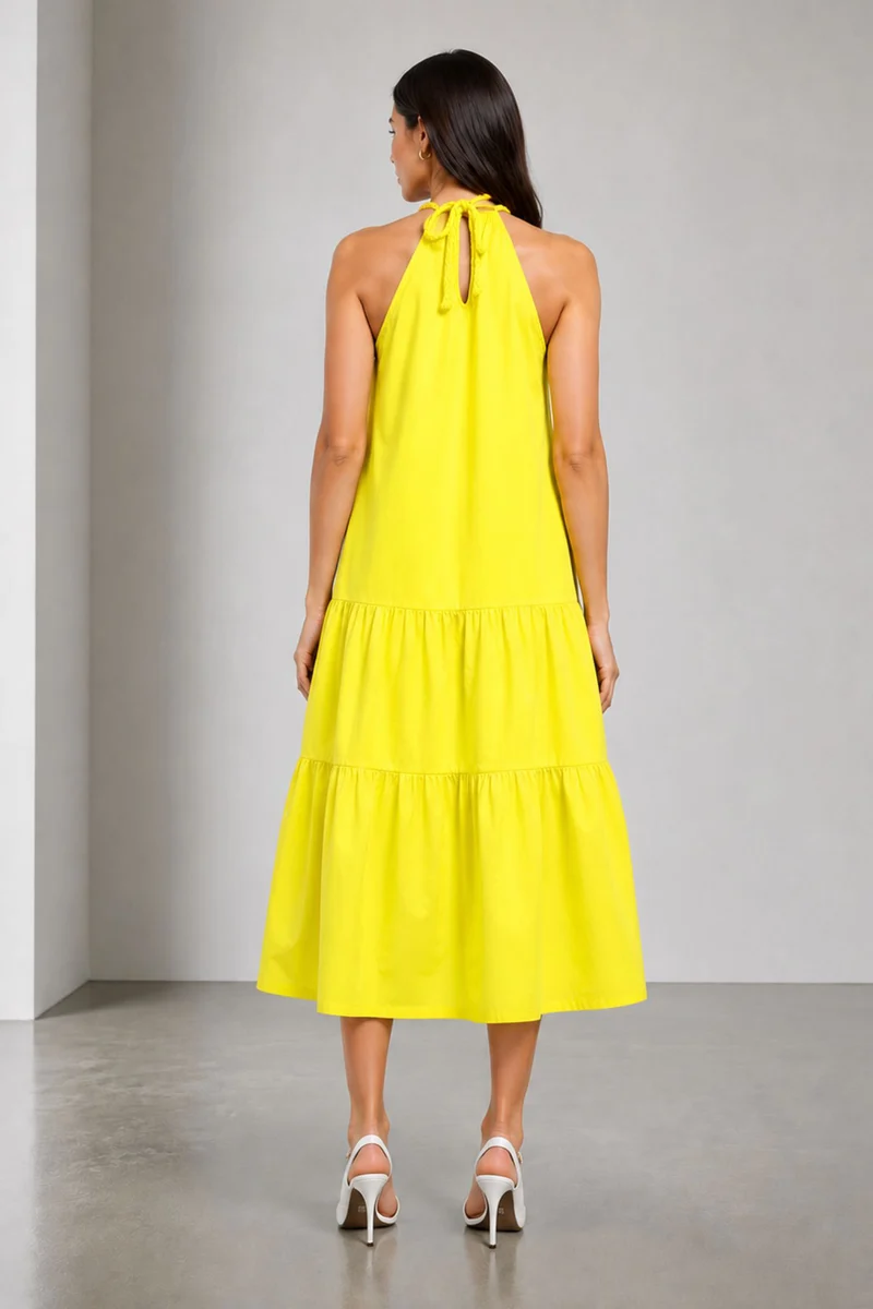 Zyra|Cotton Halter Neck Midi Dress