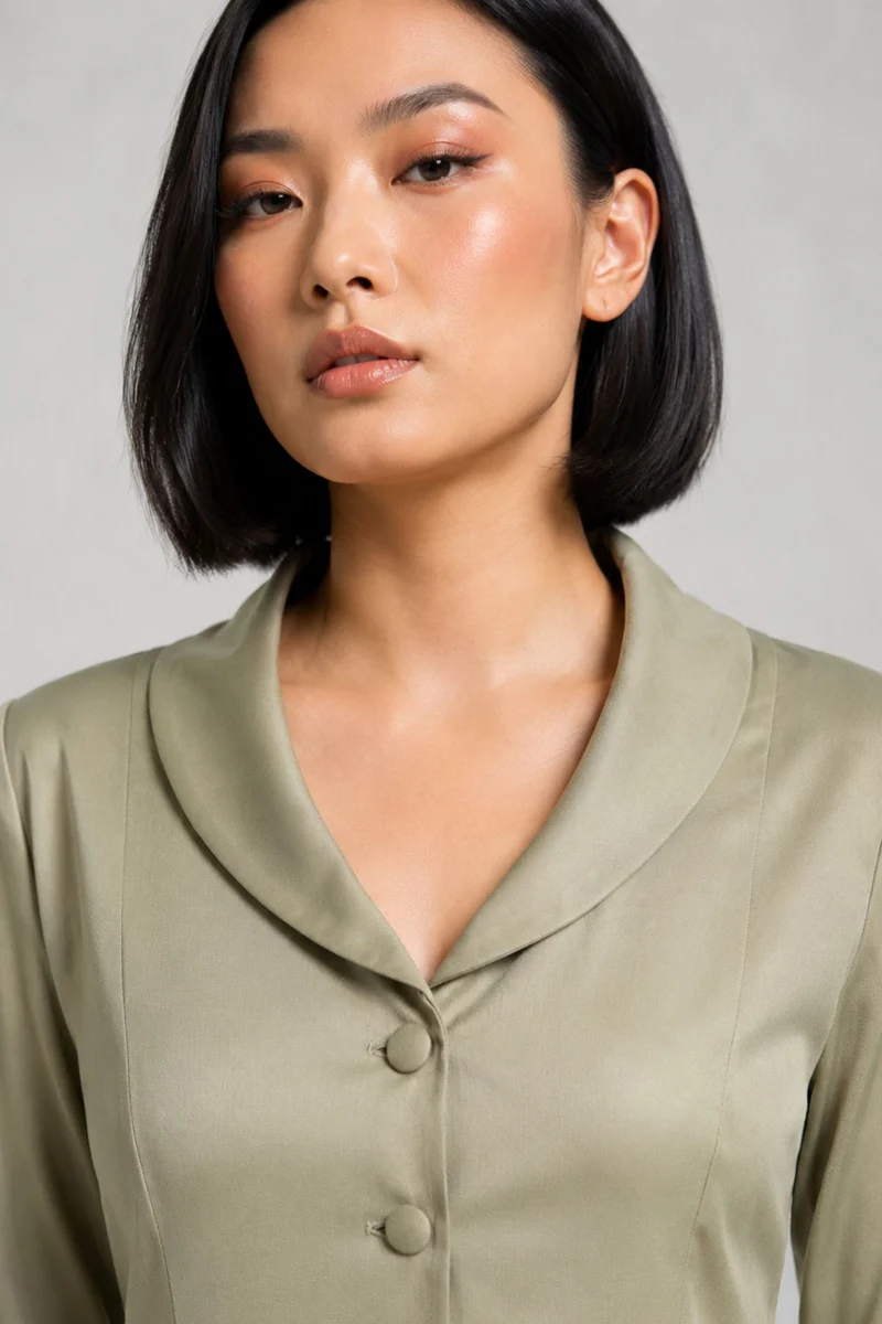 Virel|Cotton Tailored Pleated Mini Dress