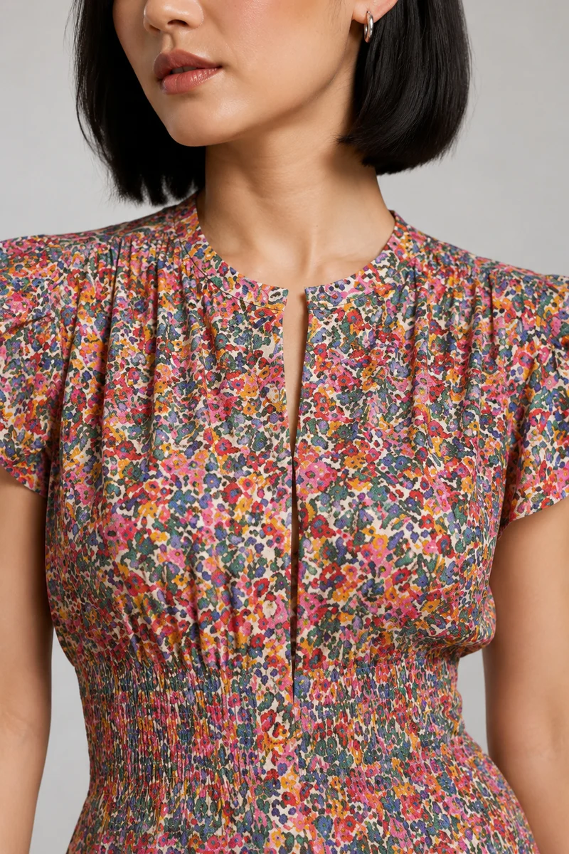 Blythe|Cotton Smocked Flutter Sleeve Top