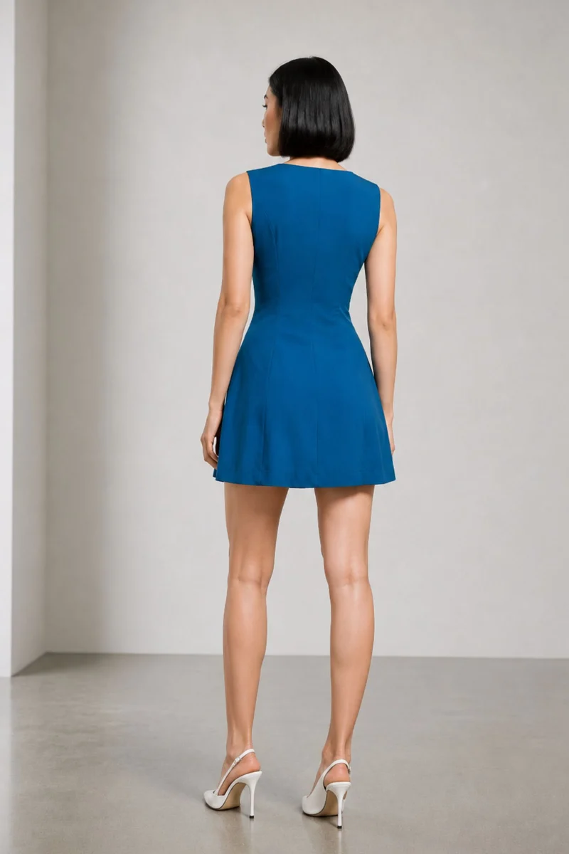 Vireo|Viscose Buttondown Aline Mini Dress
