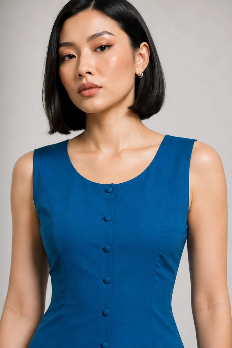 Vireo|Viscose Buttondown Aline Mini Dress