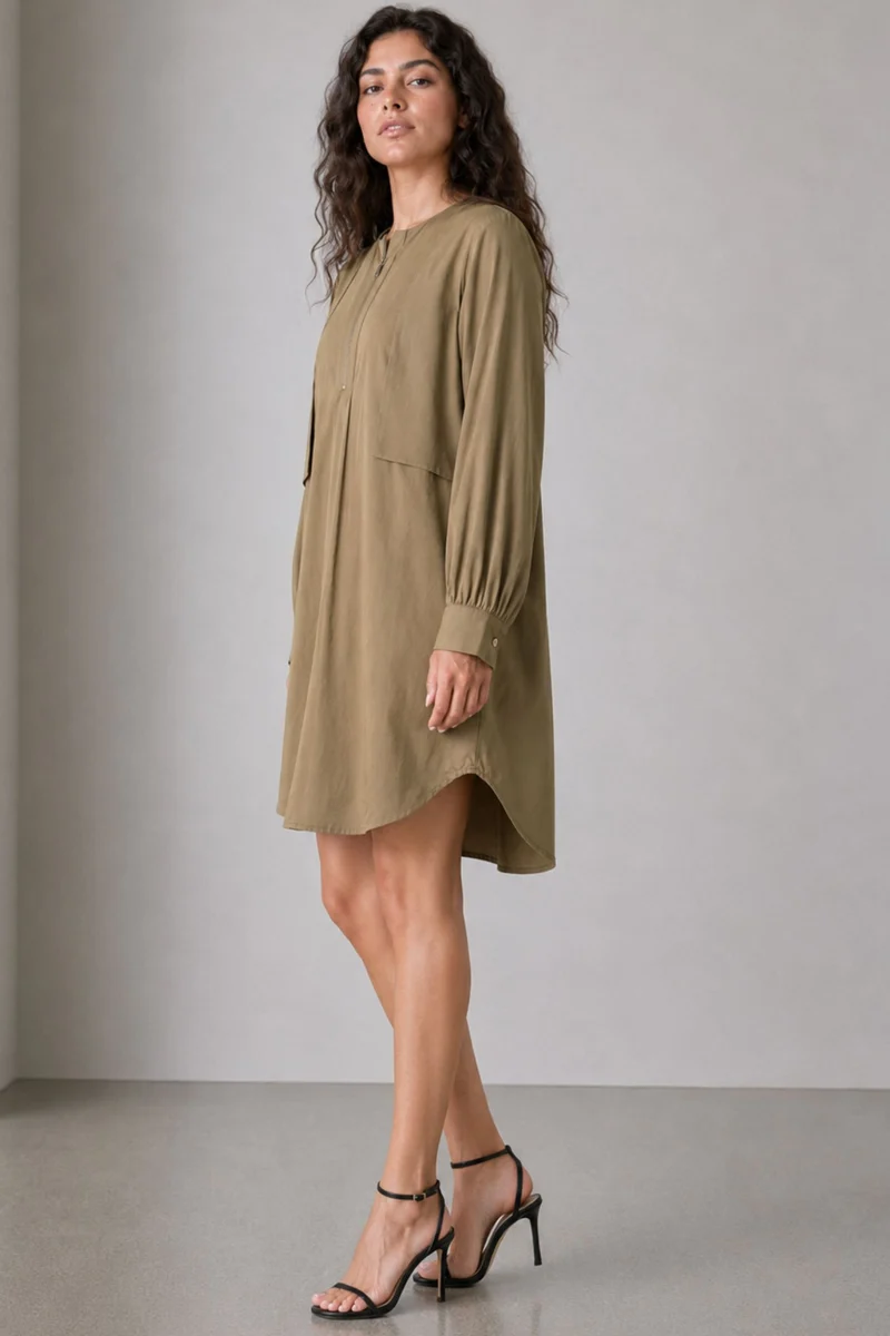 Maren|Cotton Overlay Detail Aline Midi Dress