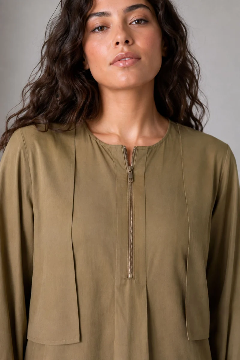 Maren|Cotton Overlay Detail Aline Midi Dress