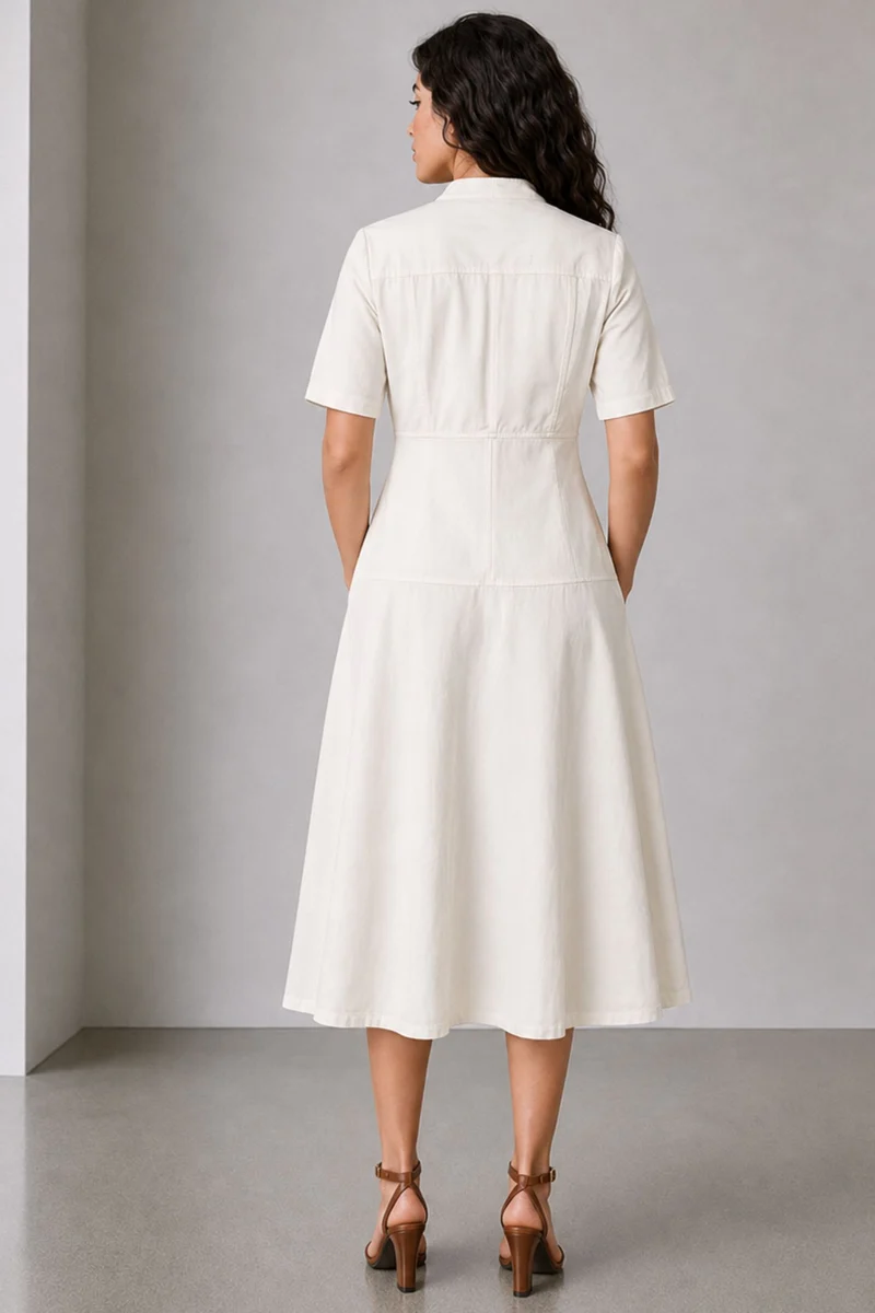 Vesta|Cotton Panelled Zipfront Maxi Dress
