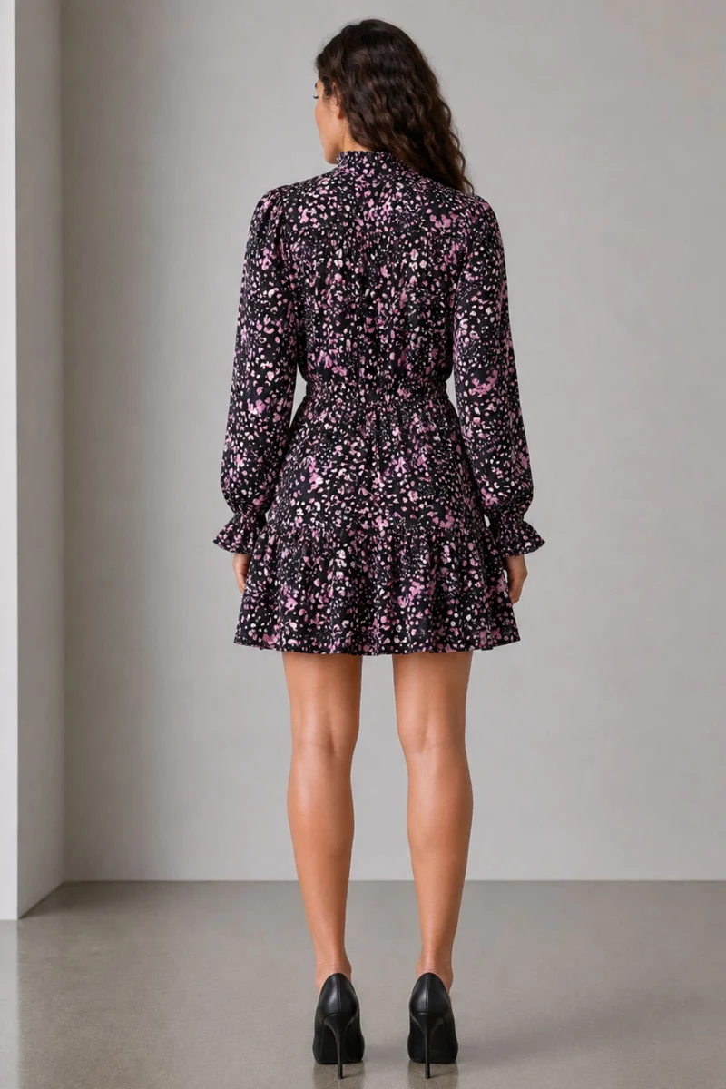 Nocta|Viscose Printed Mandarin Collar Shirt Dress