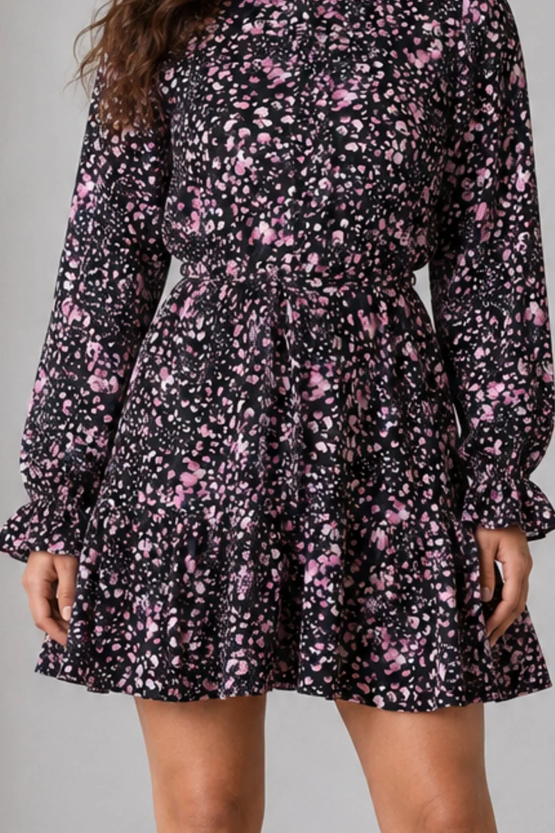 Nocta|Viscose Printed Mandarin Collar Shirt Dress