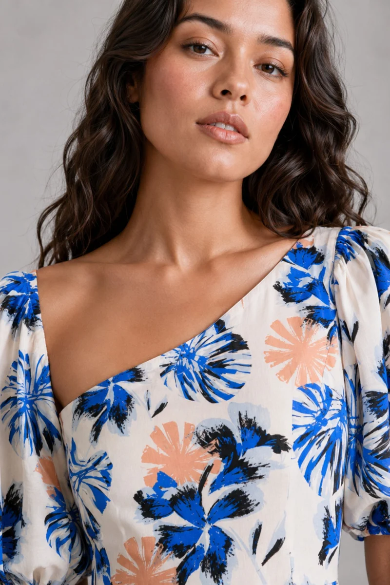 Norel|Modal Asymmetric Neck Maxi Dress