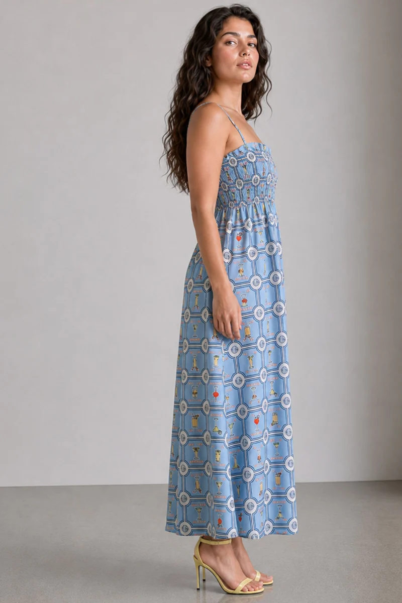 Veya|Printed Poplin Maxi Dress