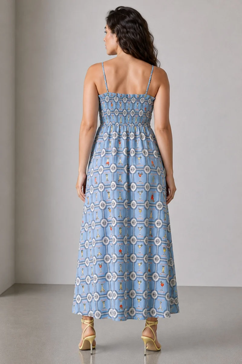 Veya|Printed Poplin Maxi Dress
