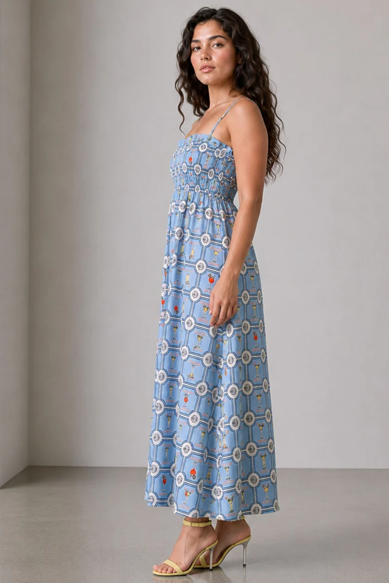 Veya|Printed Poplin Maxi Dress