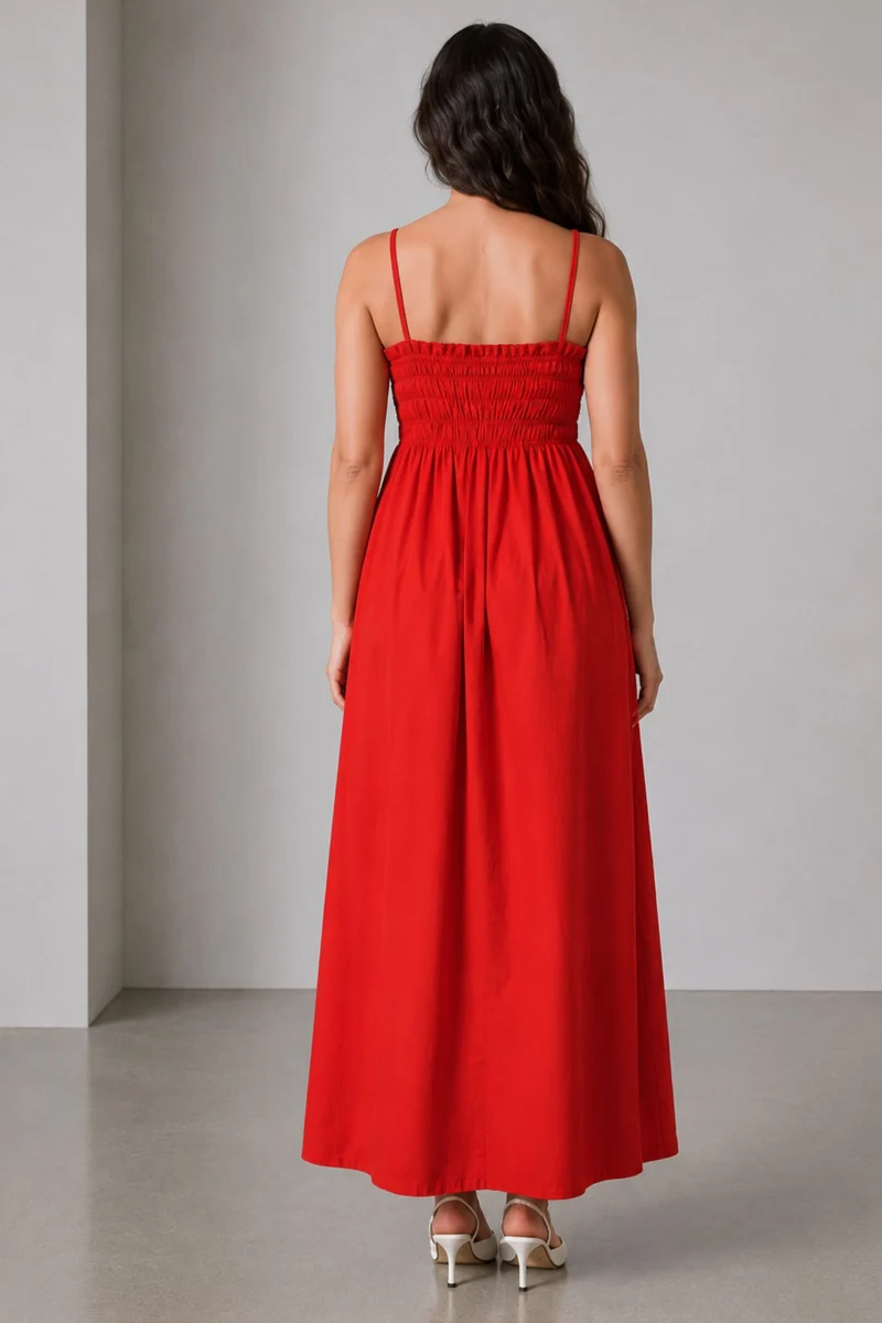 Neris|Poplin Smocked Maxi Dress
