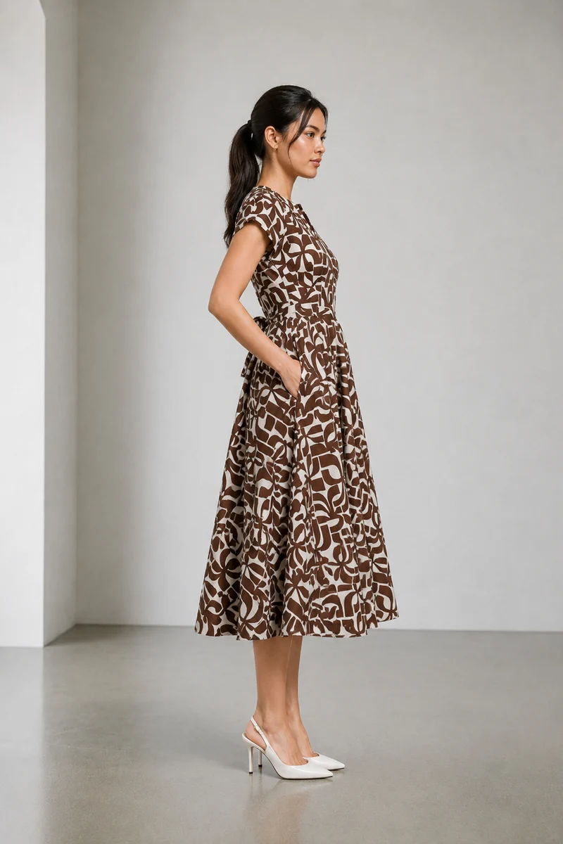 Maven|Cotton Floral Tie Up Dress