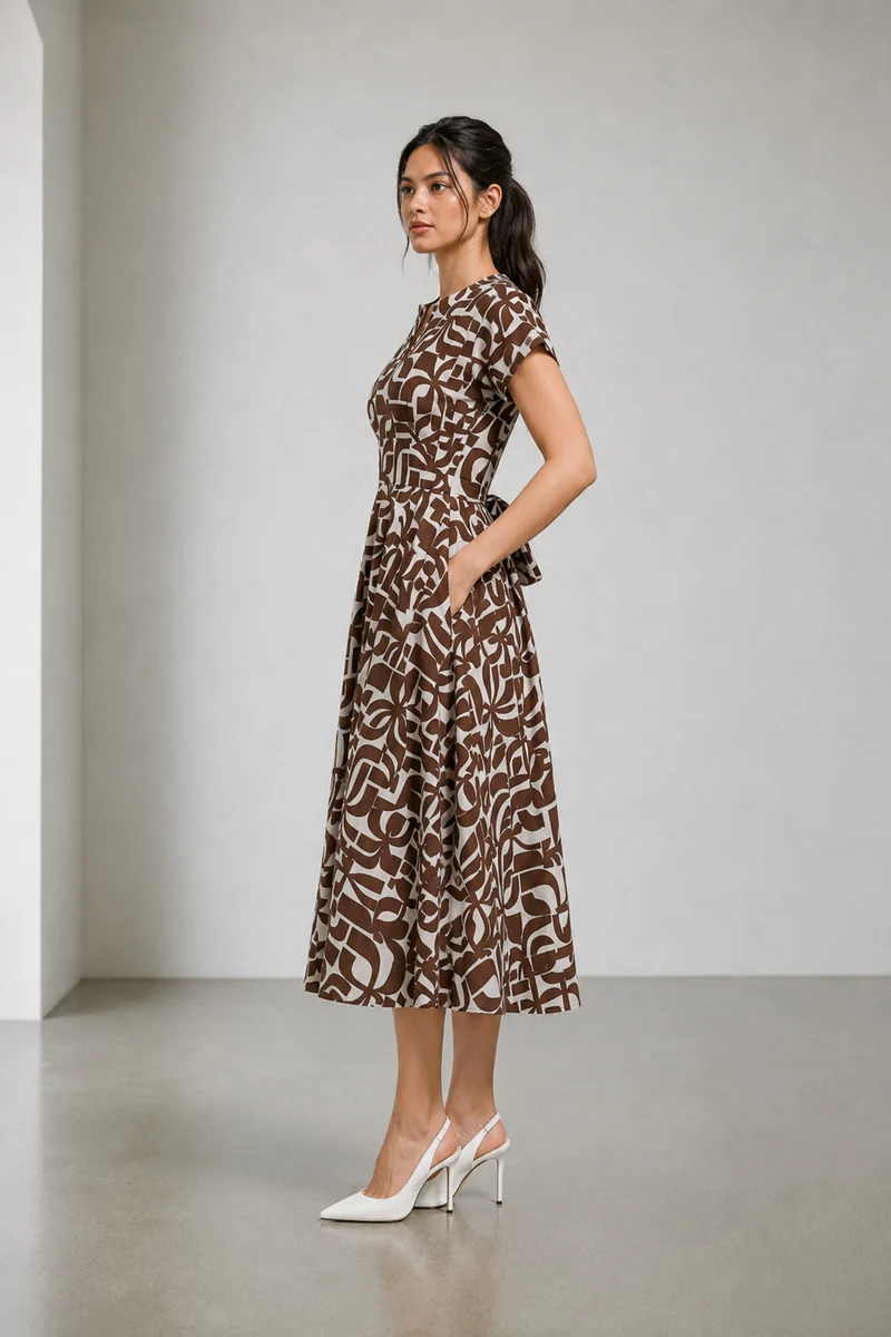Maven|Cotton Floral Tie Up Dress