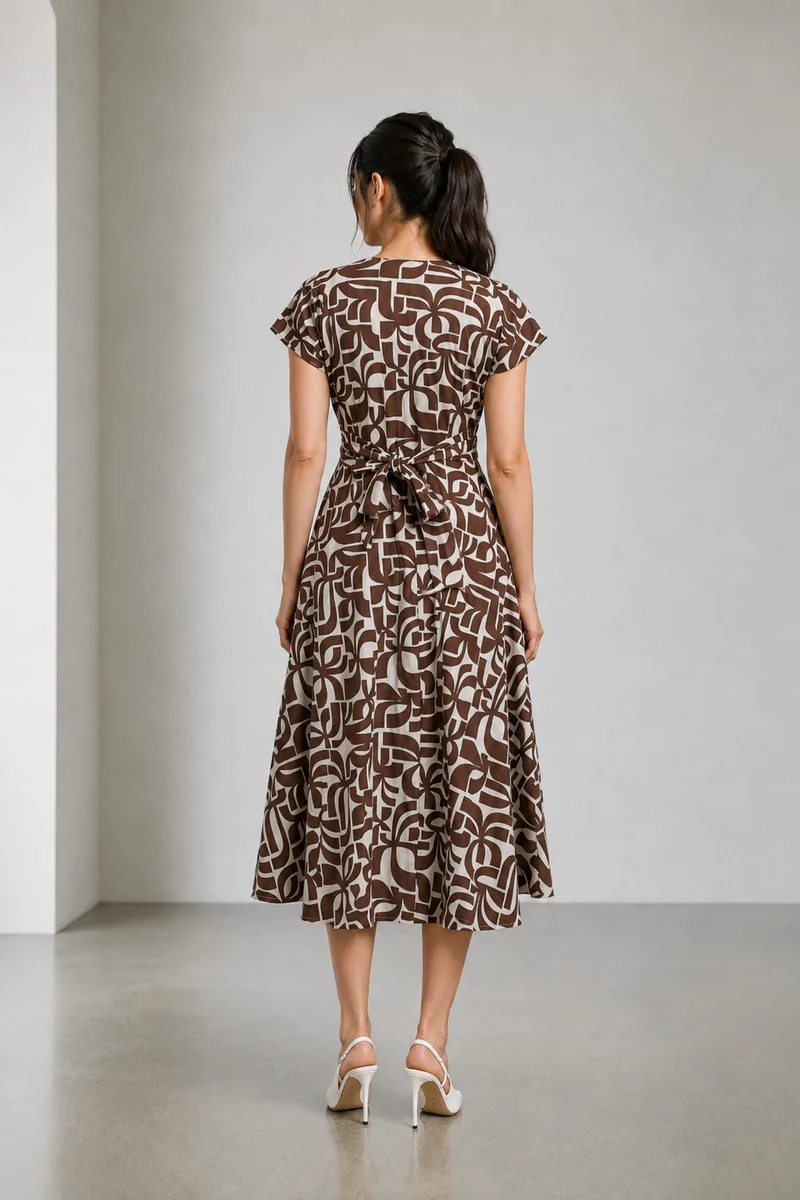Maven|Cotton Floral Tie Up Dress