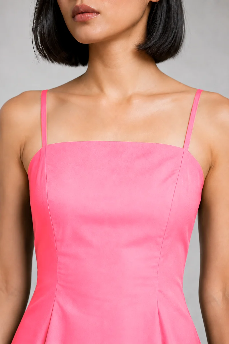 Arlen|Cotton Strappy Flared Midi Dress