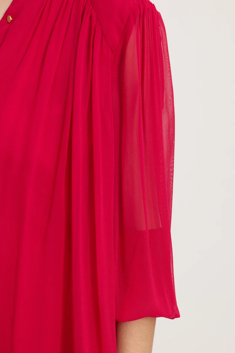 Meei|100% Viscose Gathered Yoke Blouse