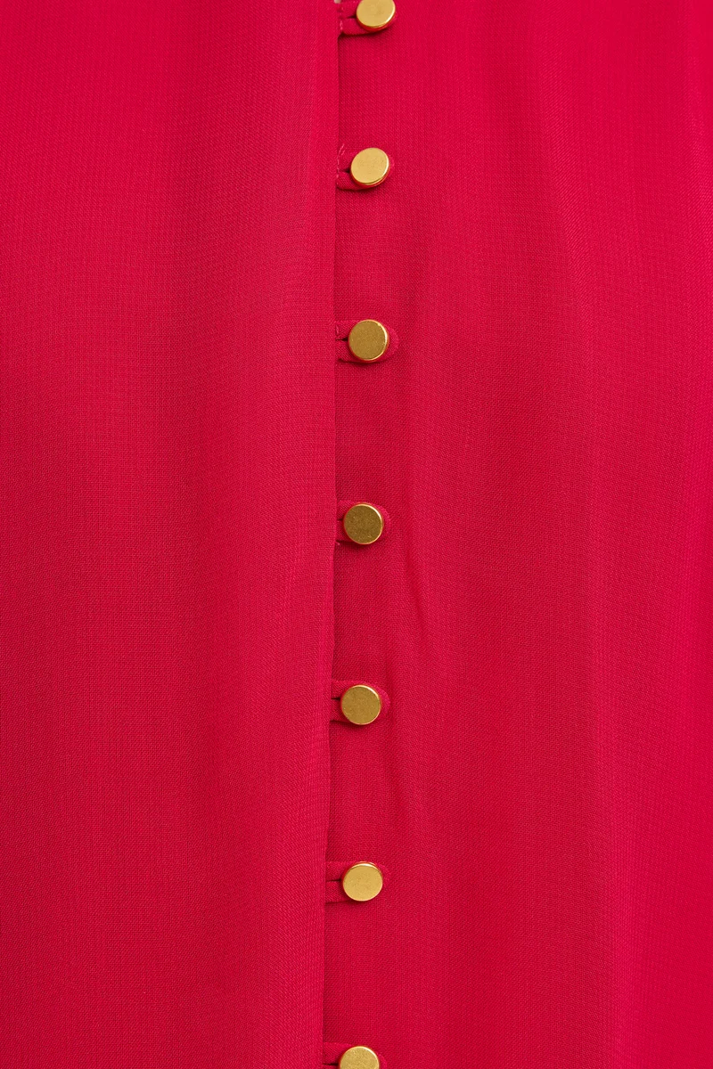 Meei|100% Viscose Gathered Yoke Blouse