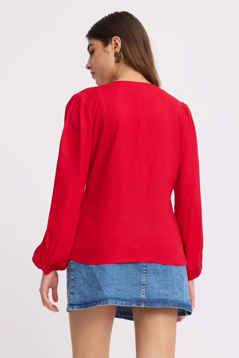 Intes|100% Viscose V-Neck Lace Top