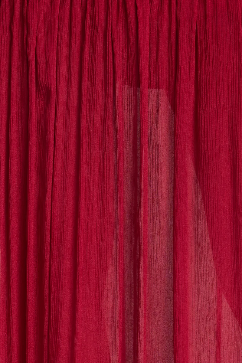Shiny|100% Viscose Ruched High Neck Maxi Dress