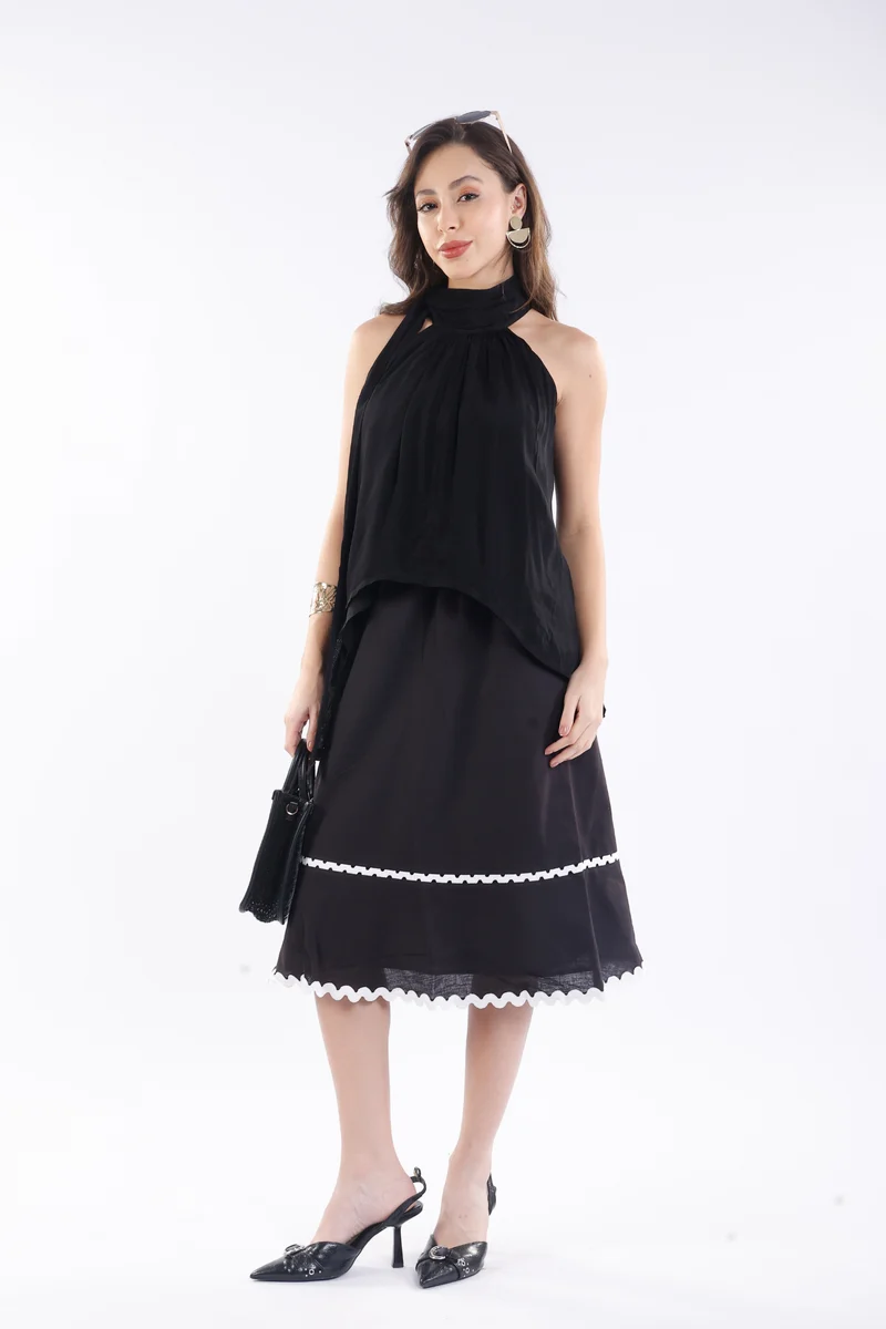 Laray|100% Viscose Halter Neck High-Low Top