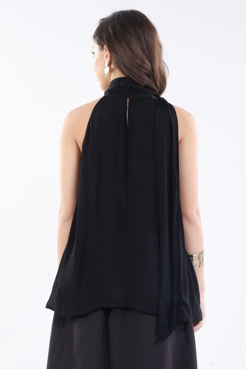 Laray|100% Viscose Halter Neck High-Low Top