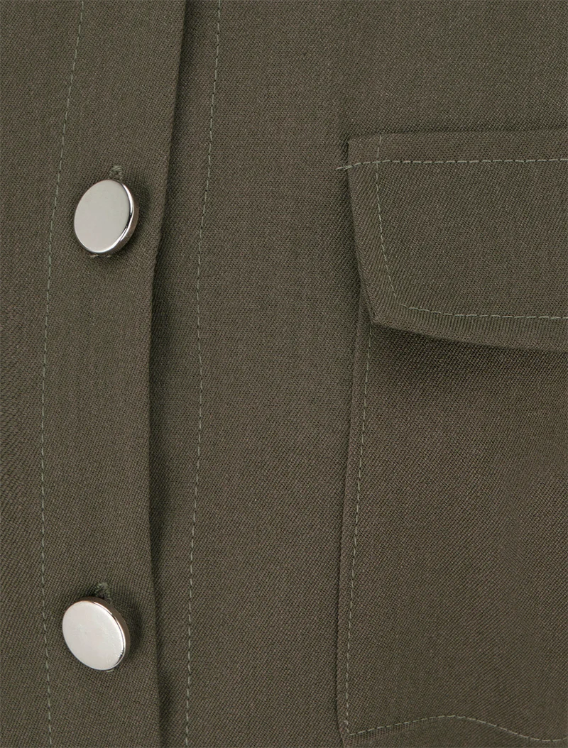 Robe chemise trapèze manches courtes - Kaki