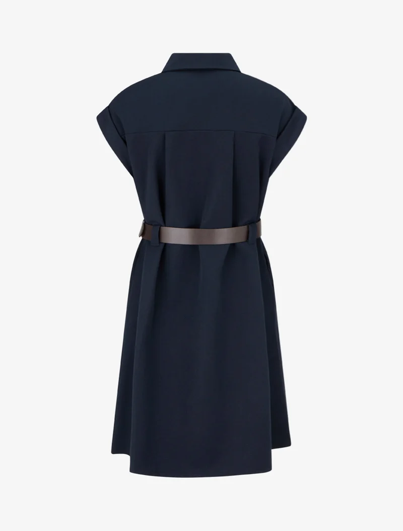 Robe chemise trapèze manches courtes - Marine