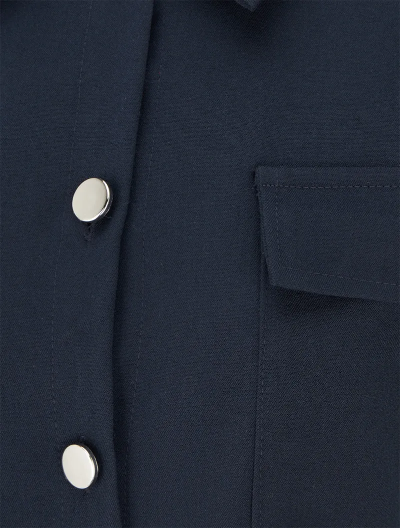 Robe chemise trapèze manches courtes - Marine