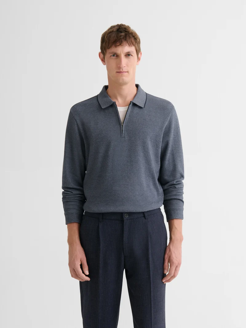 Polo zippé en coton