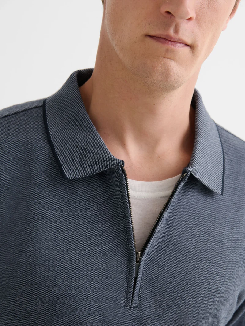 Polo zippé en coton