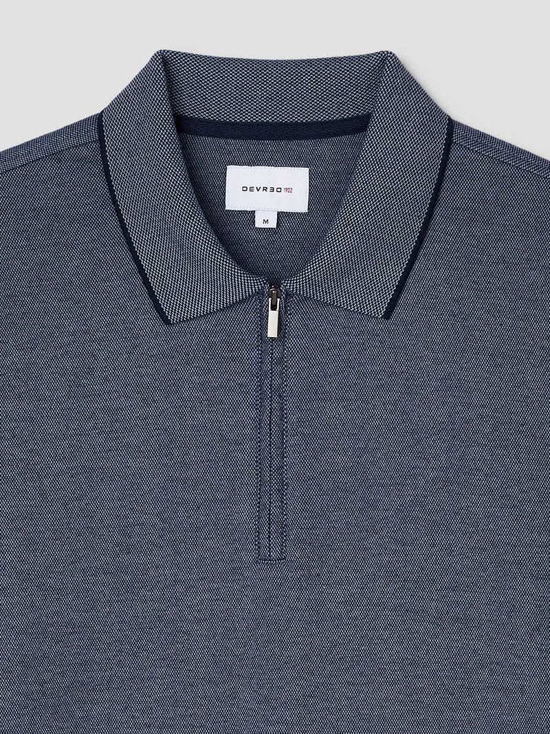 Polo zippé en coton