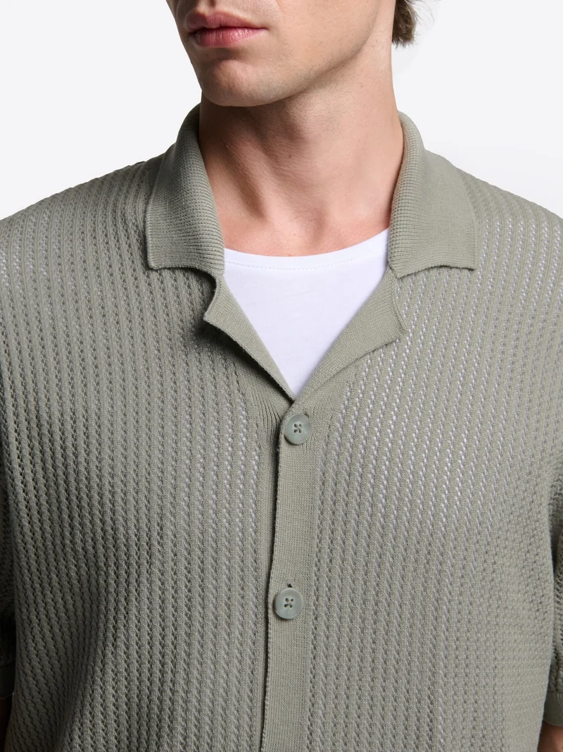 Chemise maille ajourée en coton bio