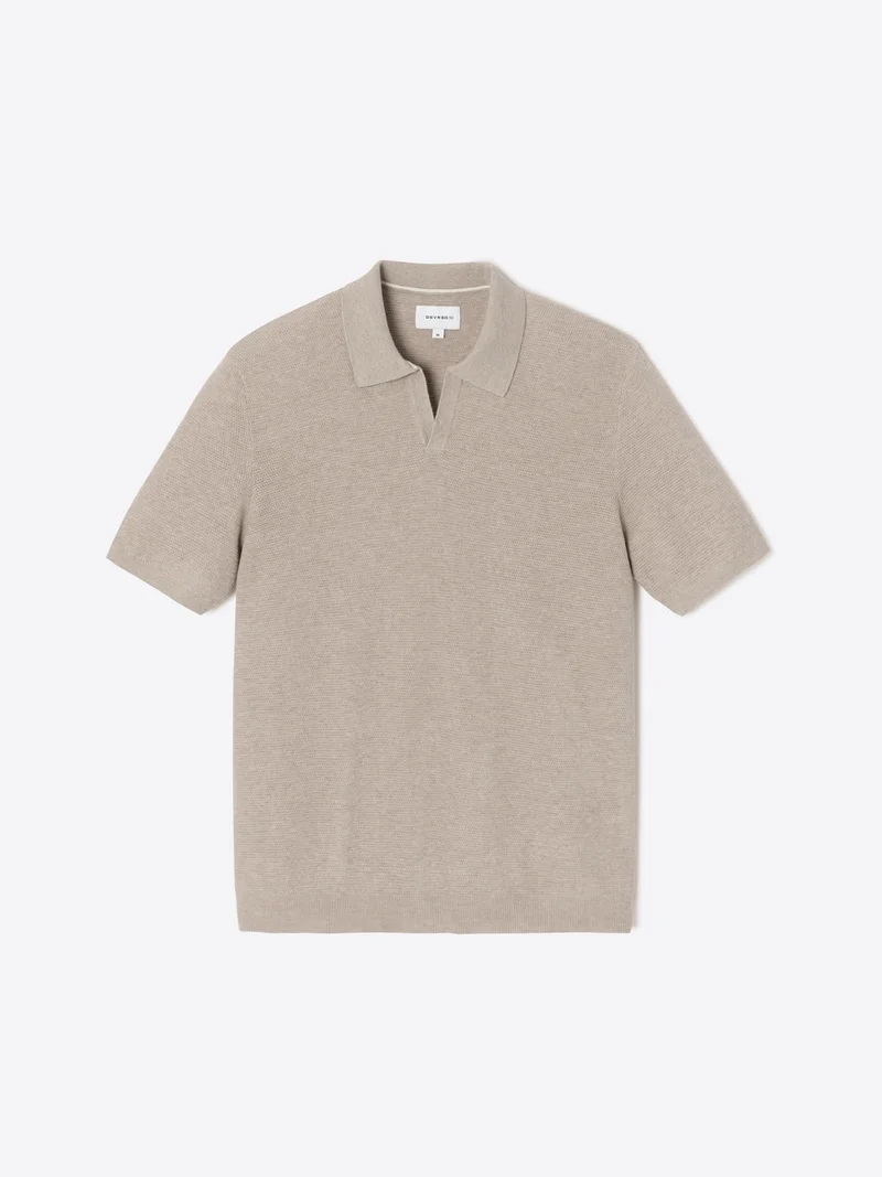 Polo maille col ouvert en coton bio
