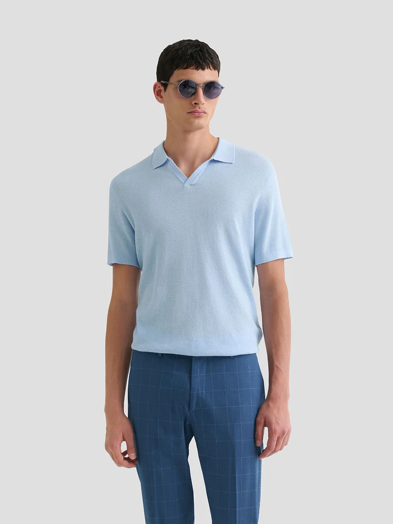 Polo maille col ouvert coton biologique